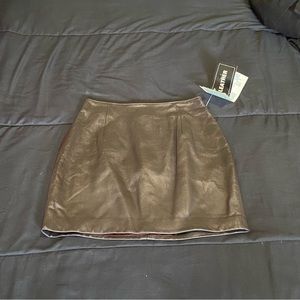 Brown Leather Mini Skirt | Size: S | Condition : New